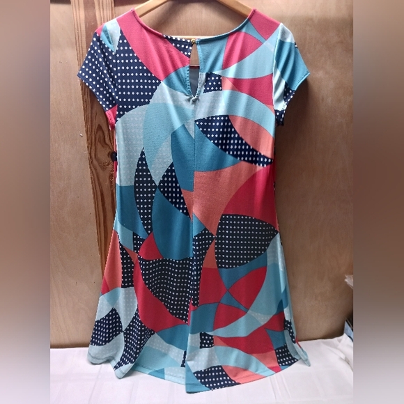 Kaari Blue Dress/ Size M/ Stretch, Pullover, Keyhole, Short Sleeve - Picture 2 of 11